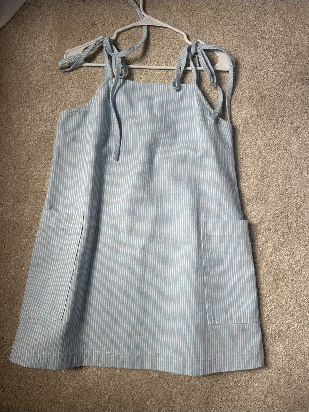 Light Blue Striped Tie-Shoulder Sundress